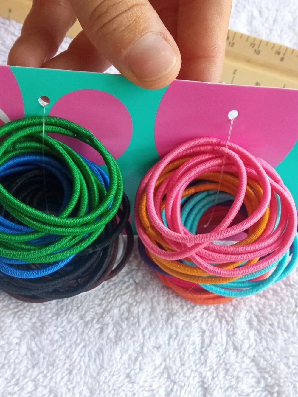 72 Goody Color Thin 2mm No Metal Ponytailer Hair Bands White Blues Ouchless Kids